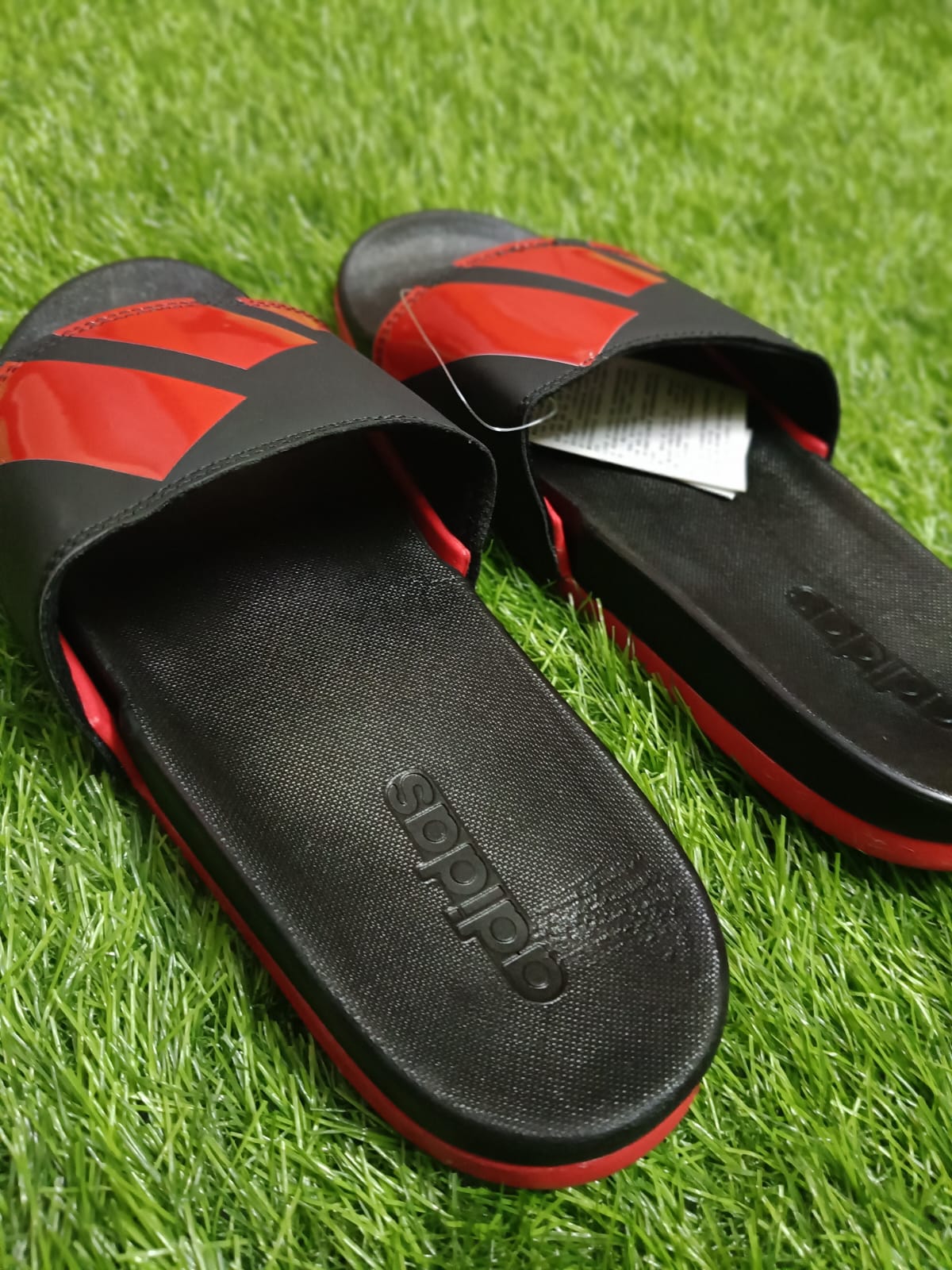 Addidas Red and Black Premium Sliders