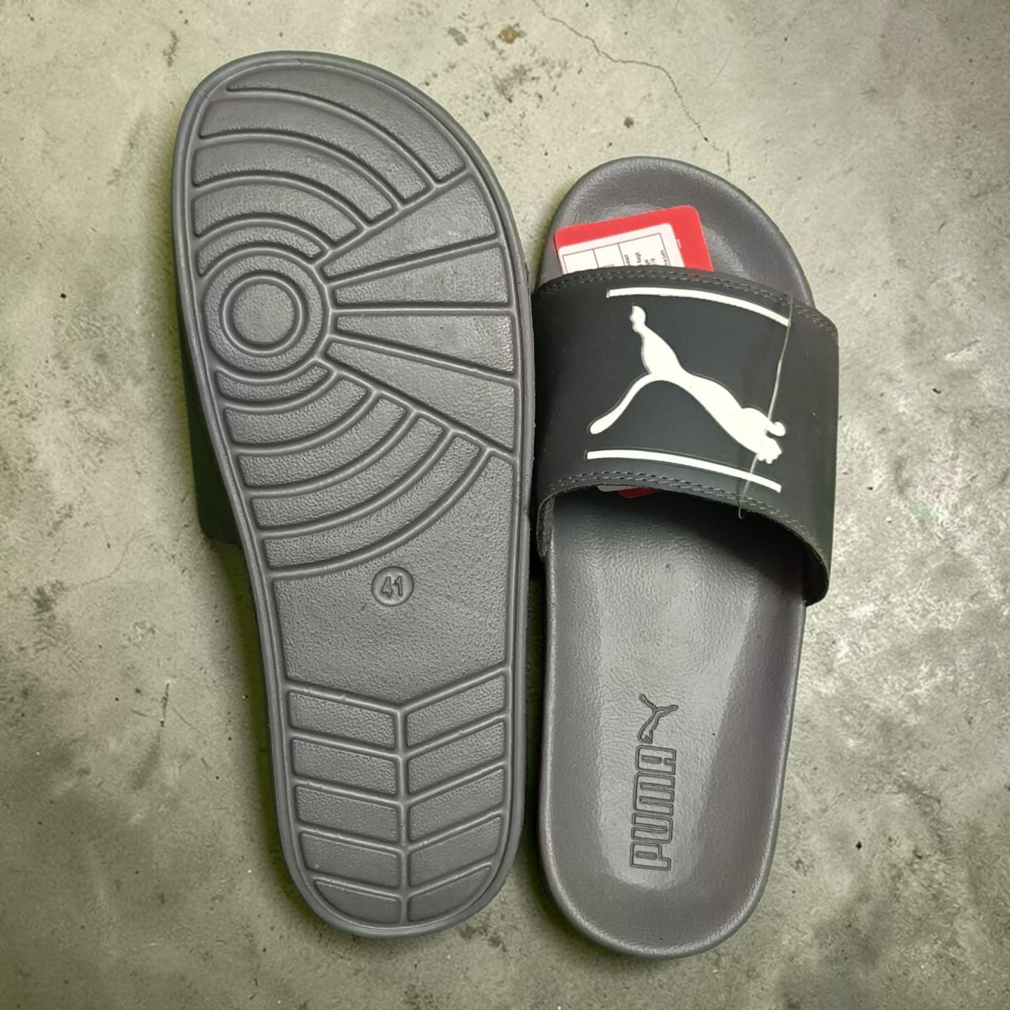 Puma  Grey and Black Sliders